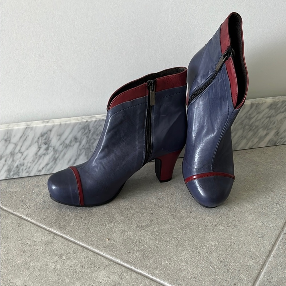 Virus Blue and Burgundy Platform Heeled Boots - Size 39 - Never Worn